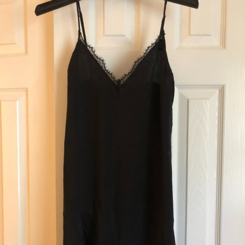 Mini black lace slip dress